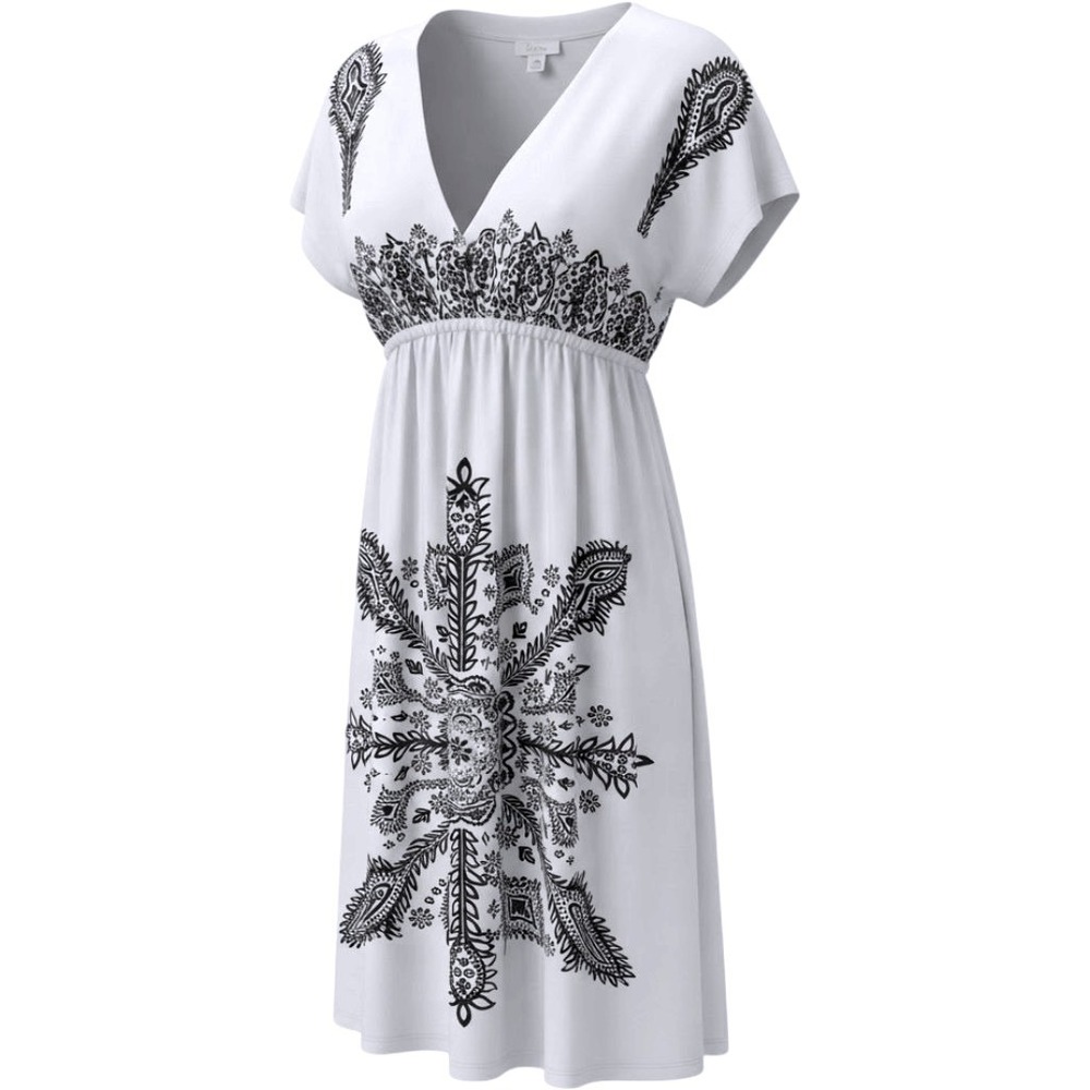 5th & Love Womens Dress M White Black Medallion Paisley Empire Waist Boho Flowy